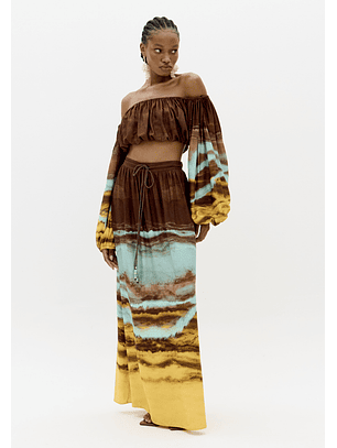 Saia Comprida MARBLE Castanho e Turquesa - Lança Perfume