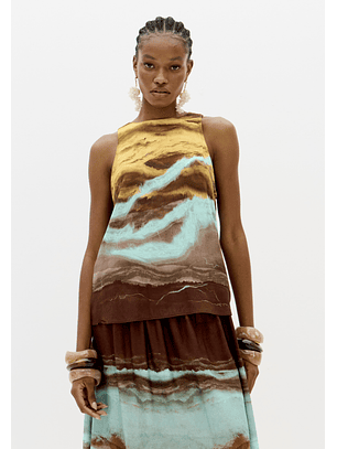 Top MARBLE Castanho e Turquesa - Lança Perfume