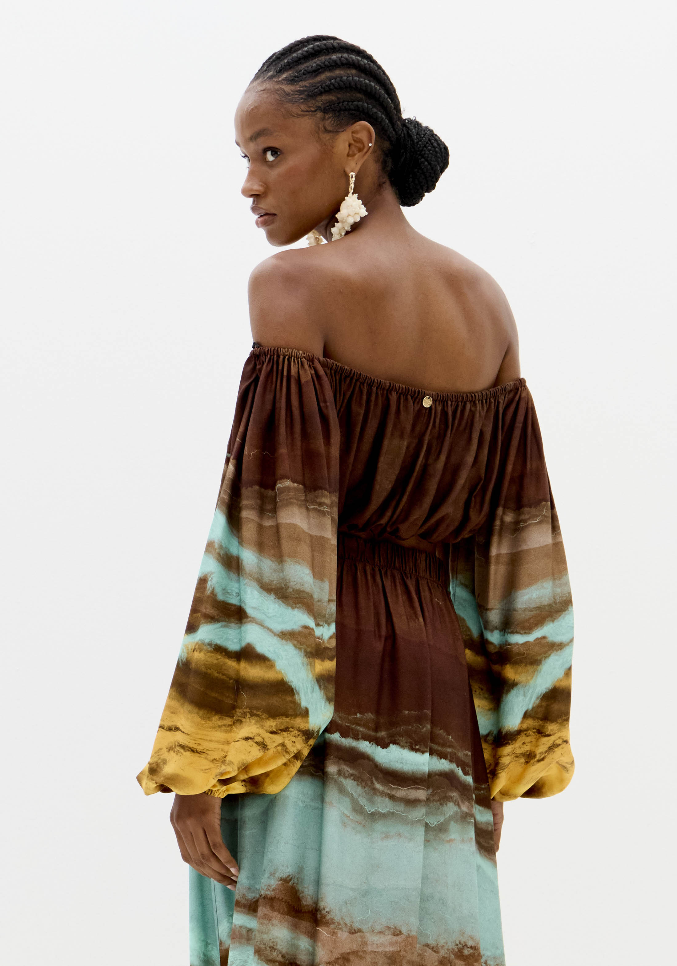 Blusa Manga Comprida MARBLE Castanho e Turquesa - Lança Perfume  2