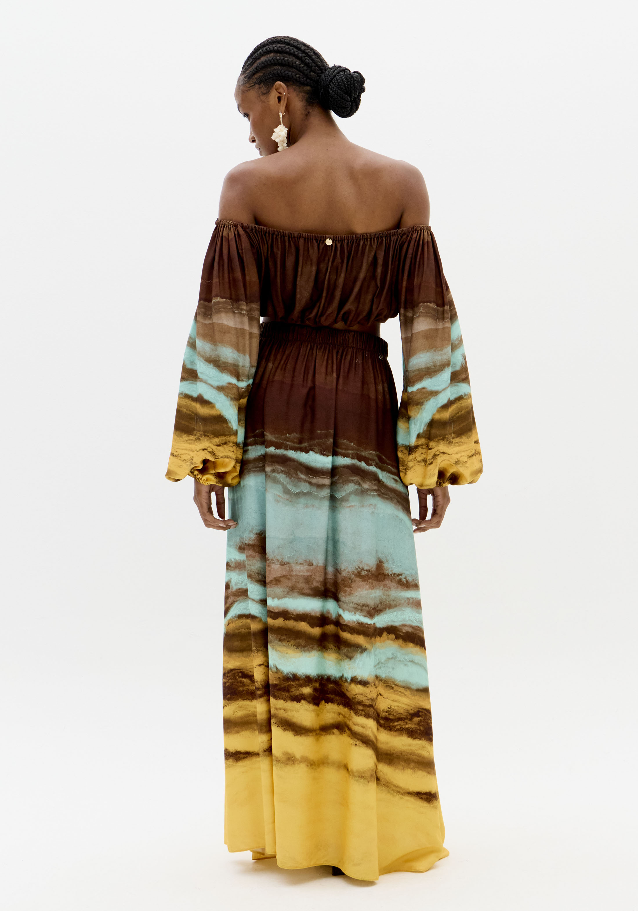 Blusa Manga Comprida MARBLE Castanho e Turquesa - Lança Perfume  3