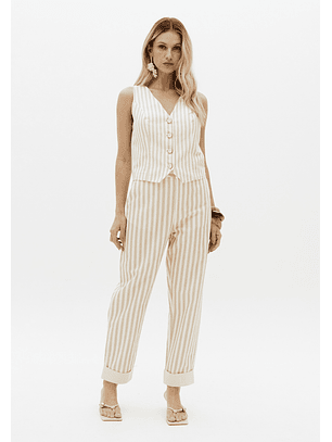 Colete de Riscas Bege e Branco - Lança Perfume 