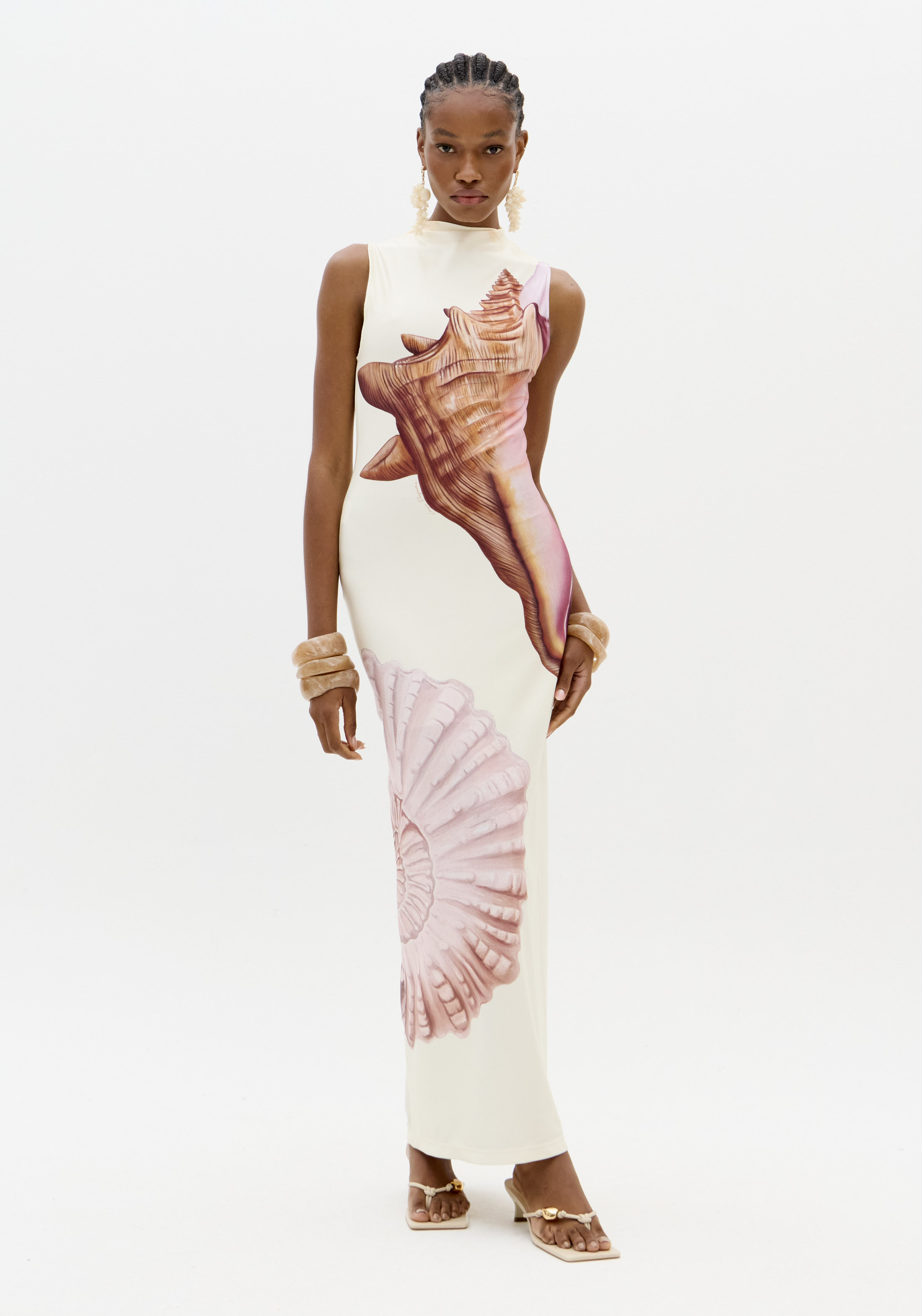 Vestido Justo PINK SHELL Branco - Lança Perfume  1