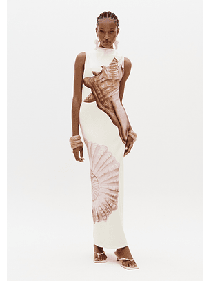 Vestido Justo PINK SHELL Branco - Lança Perfume 