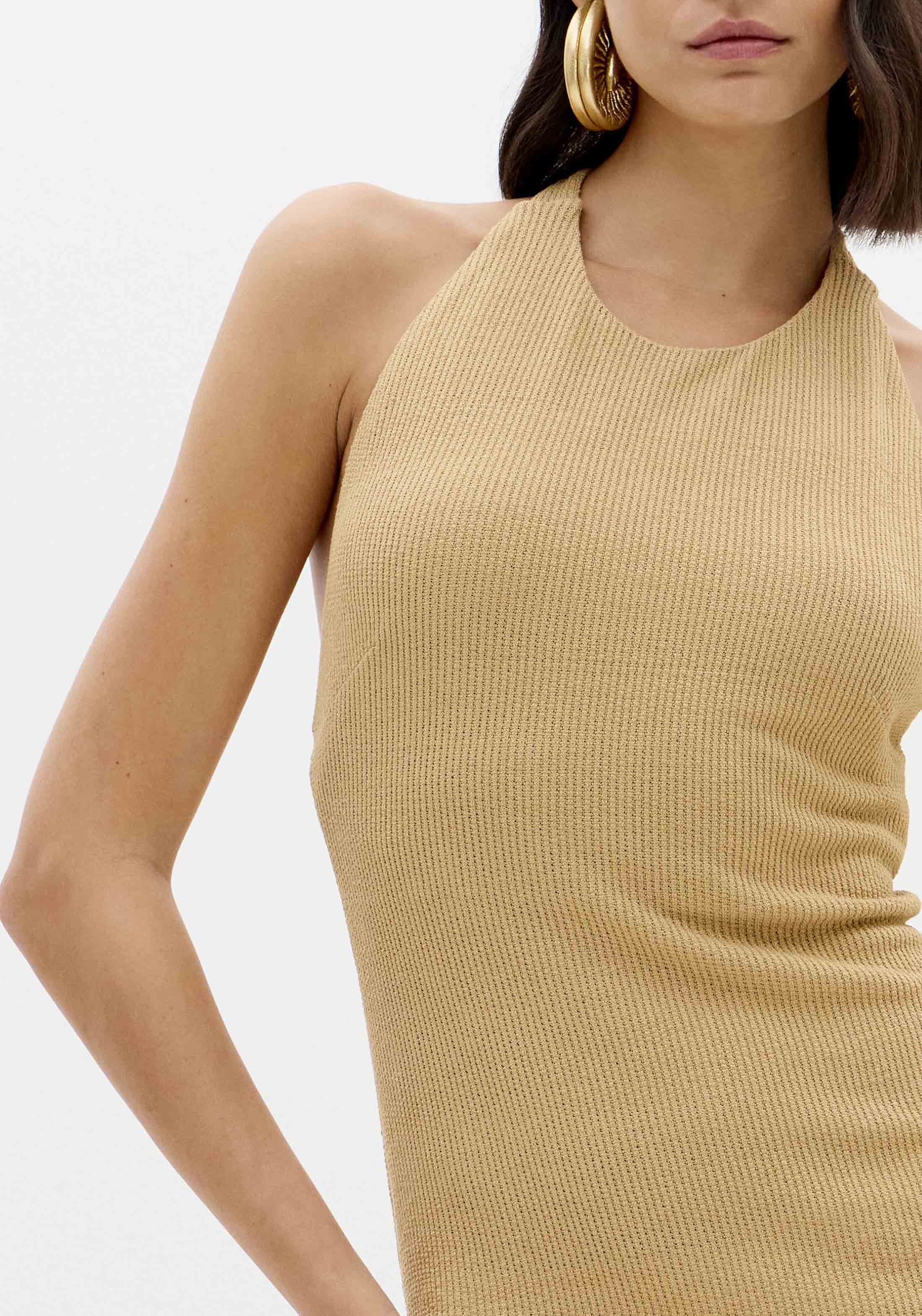 Vestido Curto Justo CROASSAINT Bege  - Lança Perfume 4