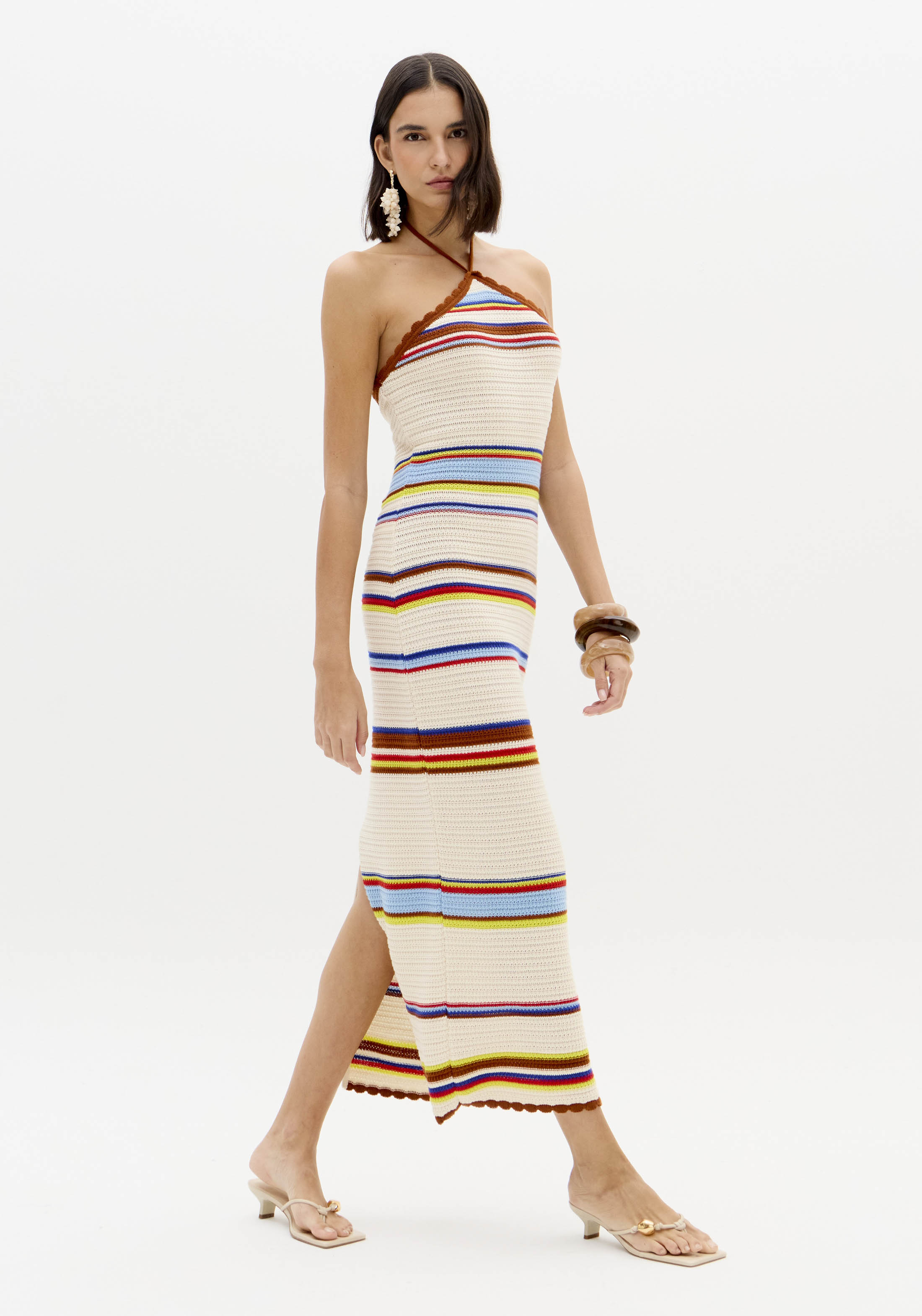 Vestido Comprido Tricô Bege Multi - Lança Perfume 2