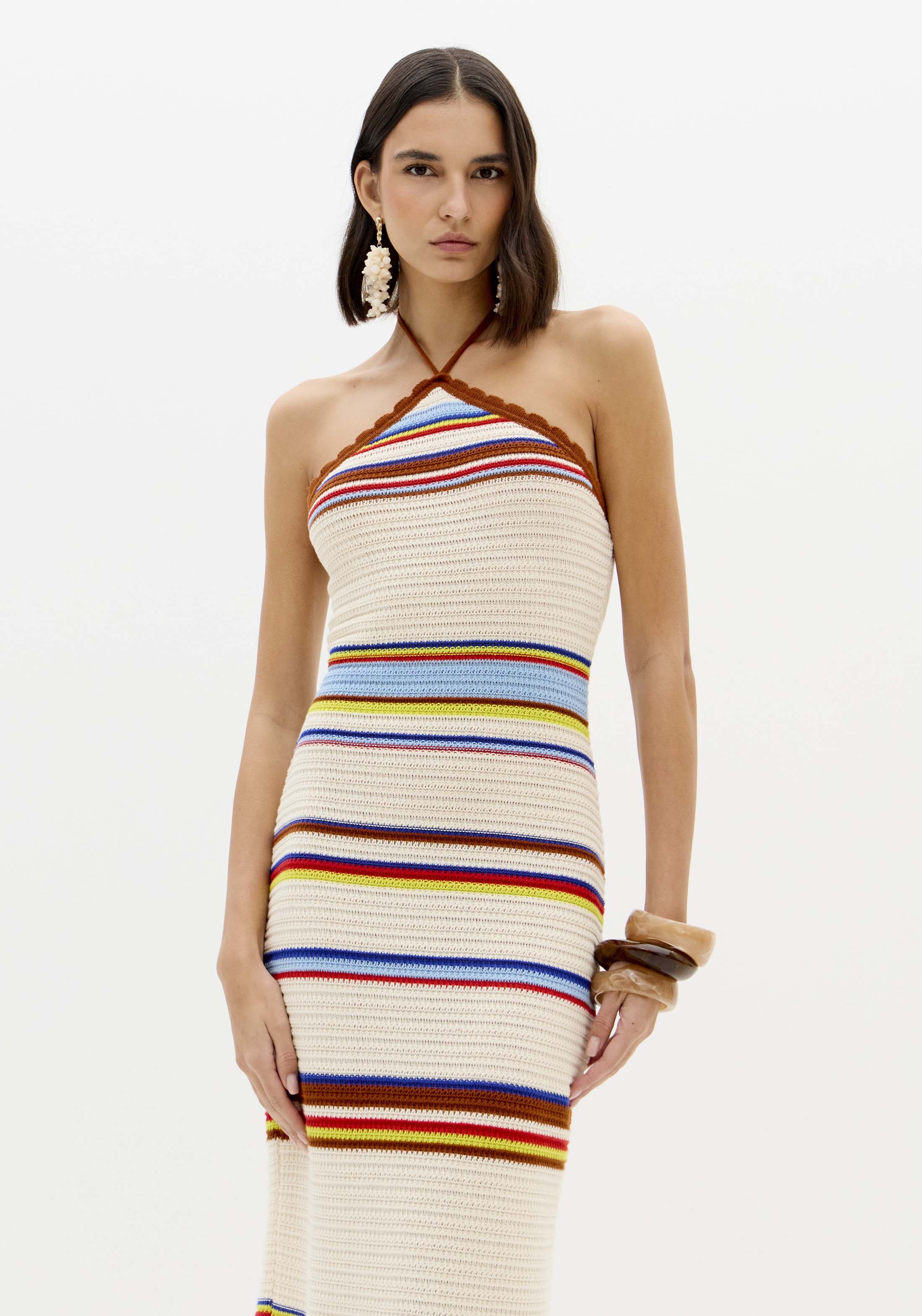 Vestido Comprido Tricô Bege Multi - Lança Perfume 5