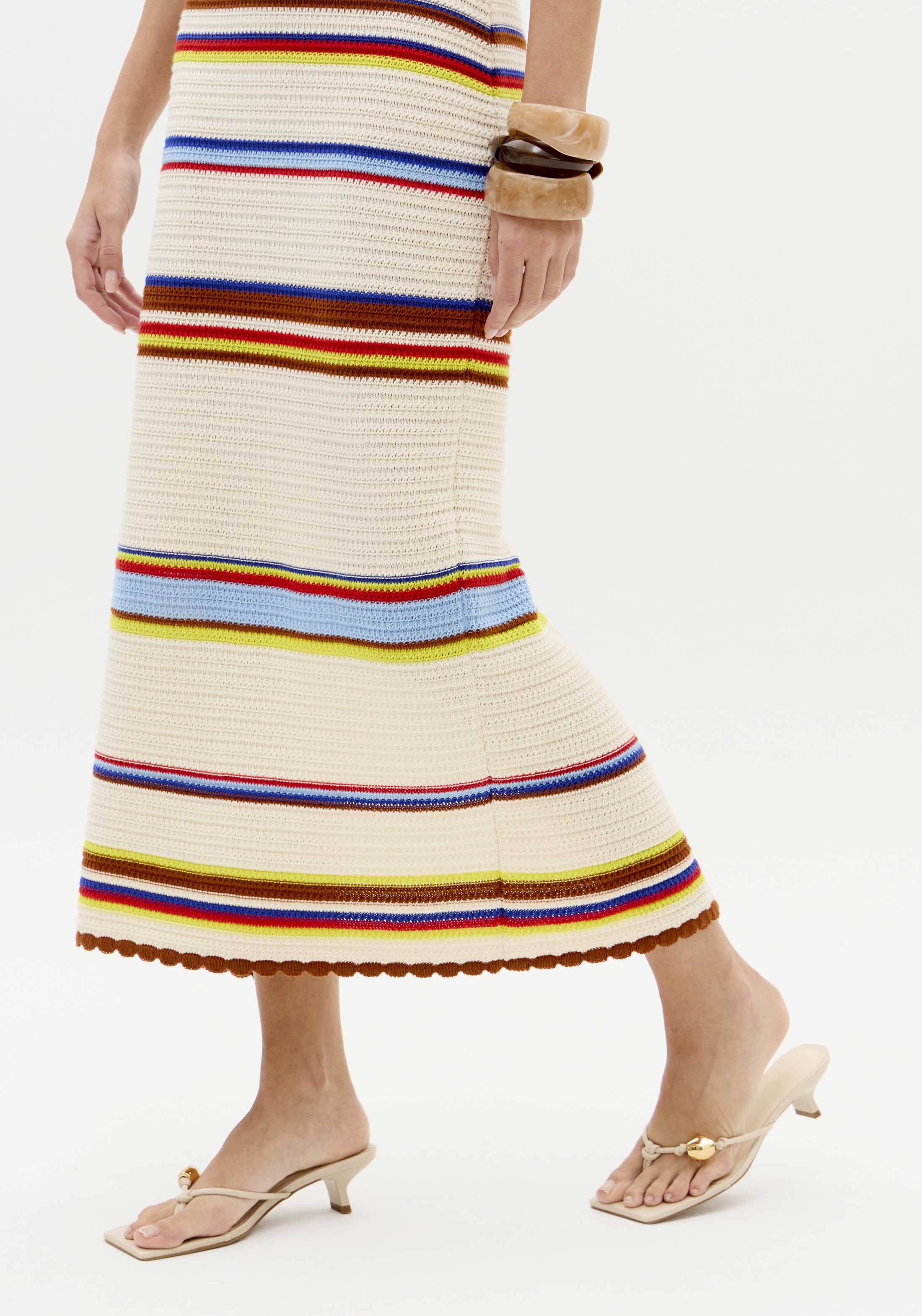 Vestido Comprido Tricô Bege Multi - Lança Perfume 6