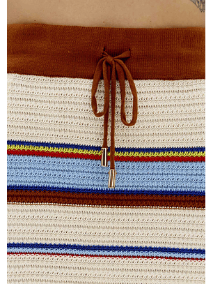 Saia Curta Tricô Bege Multi - Lança Perfume 