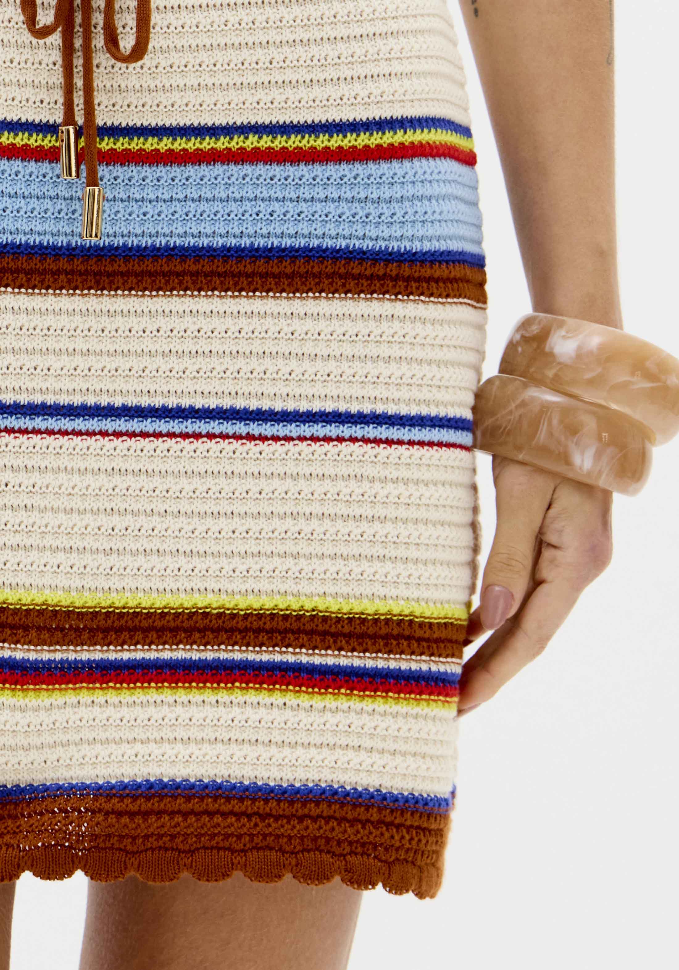 Saia Curta Tricô Bege Multi - Lança Perfume  3