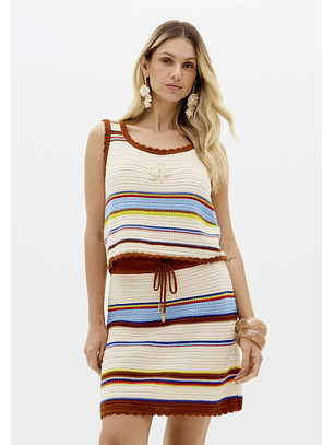 Top Tricô Bege Multi - Lança Perfume