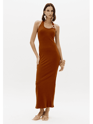 Vestido Canelado Ferrugem - Lança Perfume