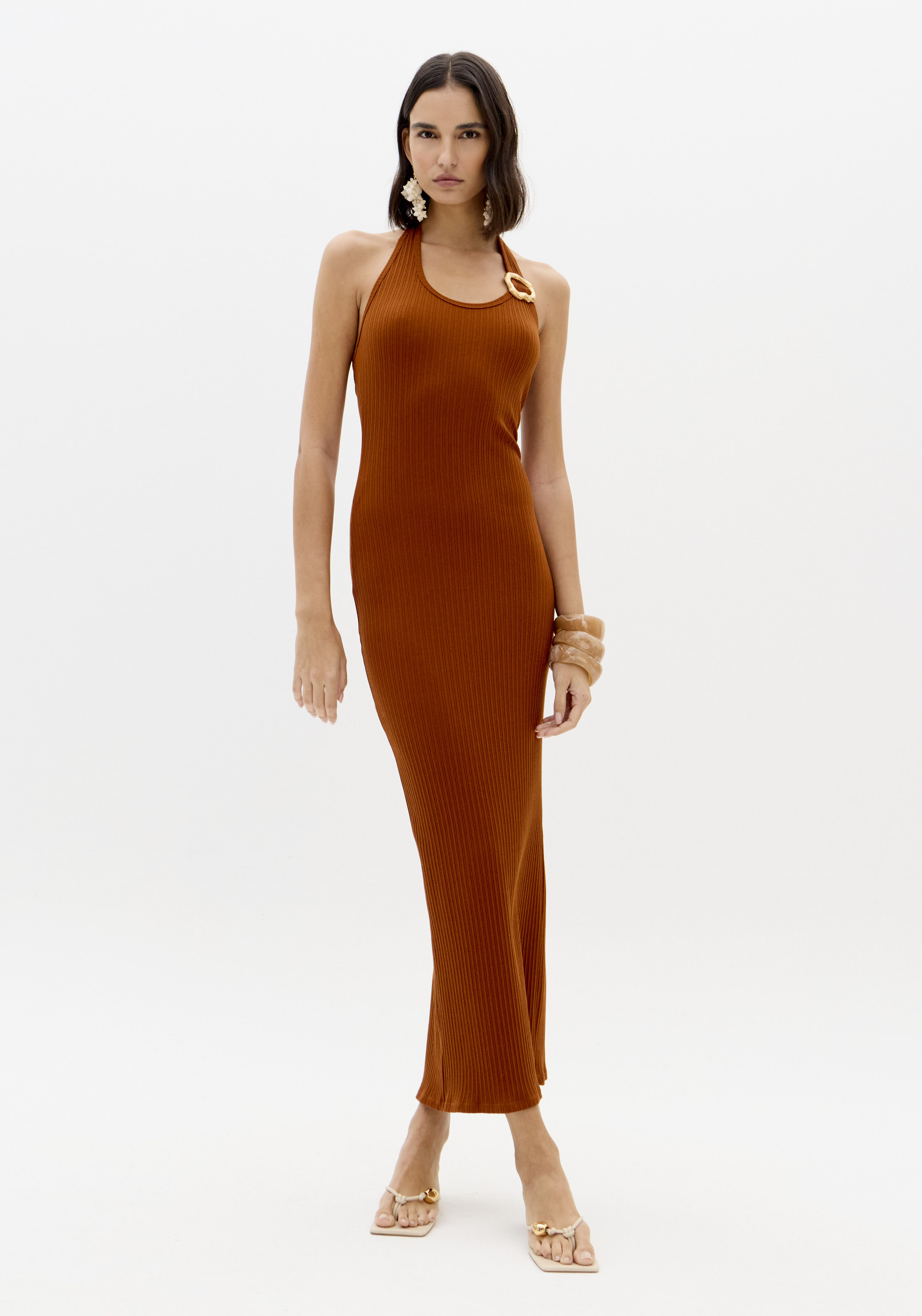 Vestido Canelado Ferrugem - Lança Perfume 1