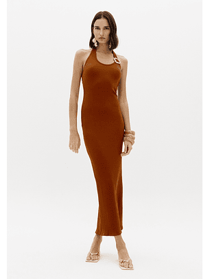 Vestido Canelado Ferrugem - Lança Perfume