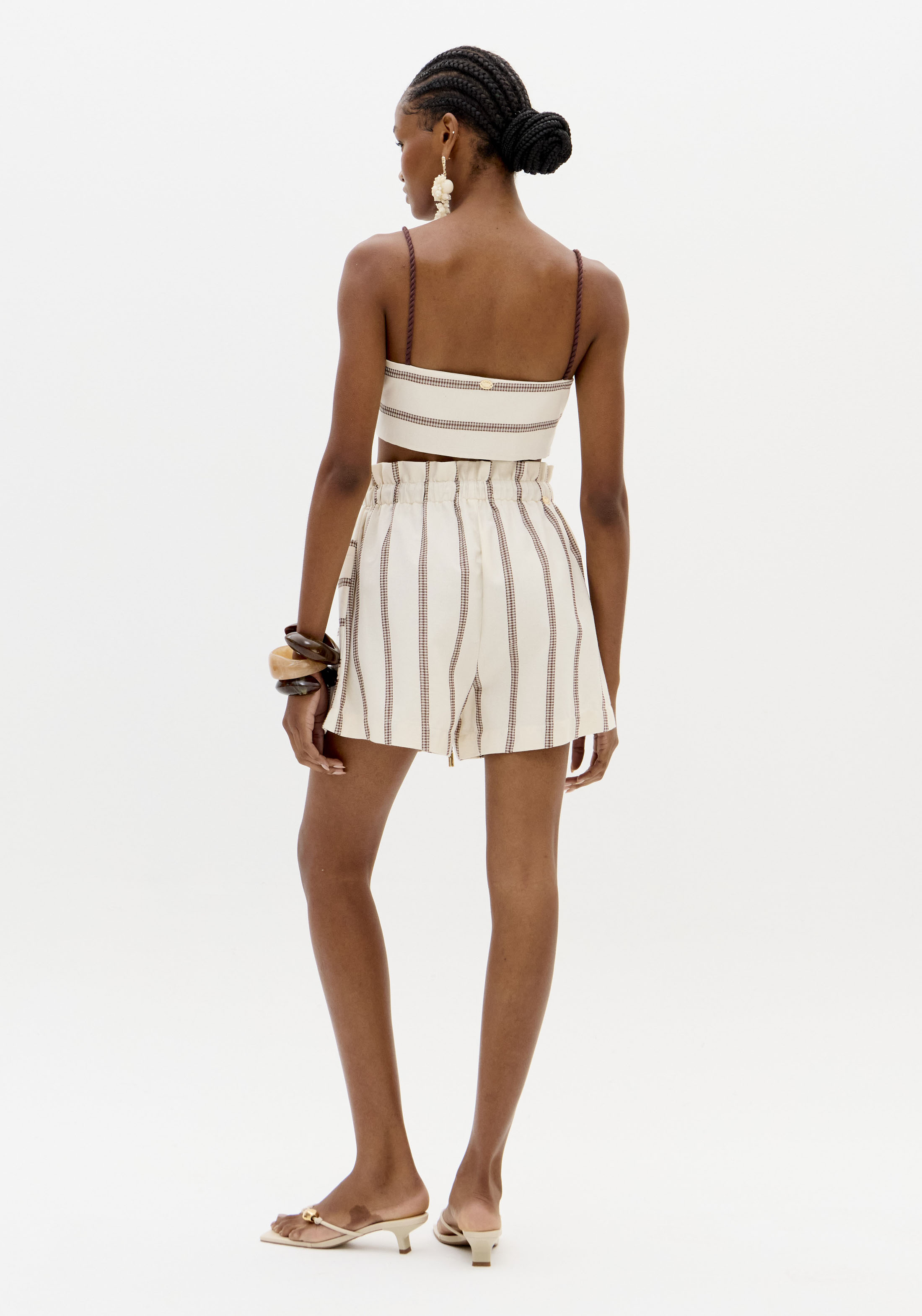 Calções Branco e Riscas Castanho - Lança Perfume 4