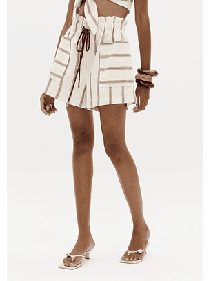 Calções Branco e Riscas Castanho - Lança Perfume