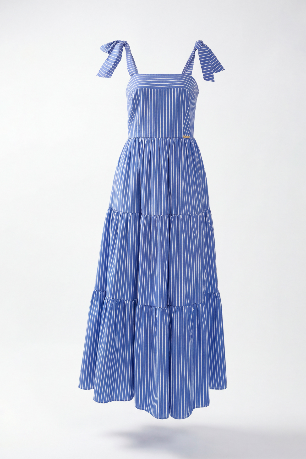 Vestido de Alças Riscas Azul e Branco - SAHOCO  2