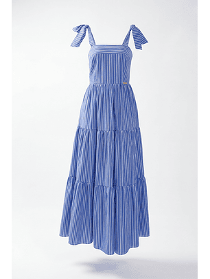 Vestido de Alças Riscas Azul e Branco - SAHOCO 