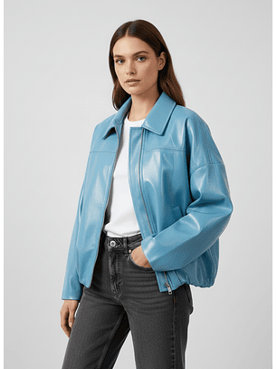 Casaco Bomber Ecopele Azul - SAHOCO