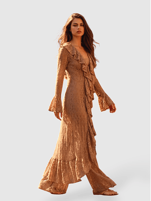 Calças de Renda Castanho - SAHOCO