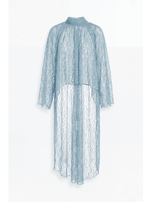 Blusa em Renda Comprida Azul - SAHOCO 