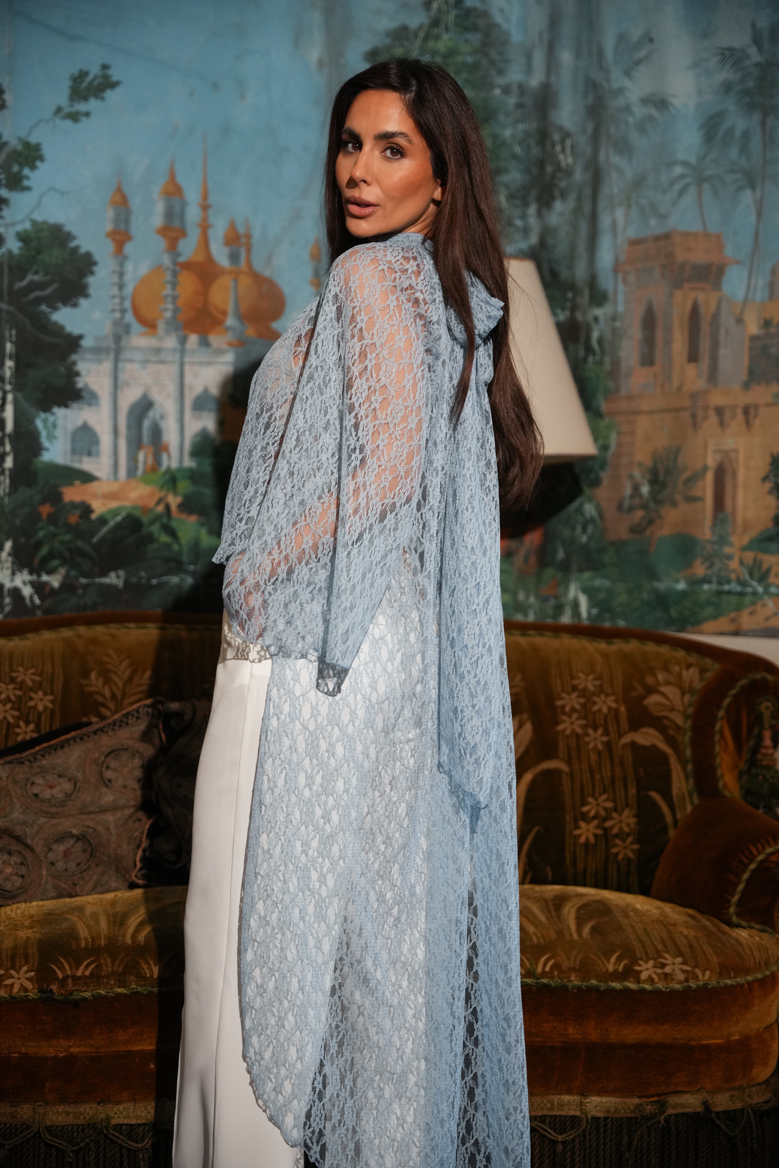 Blusa em Renda Comprida Azul - SAHOCO  6