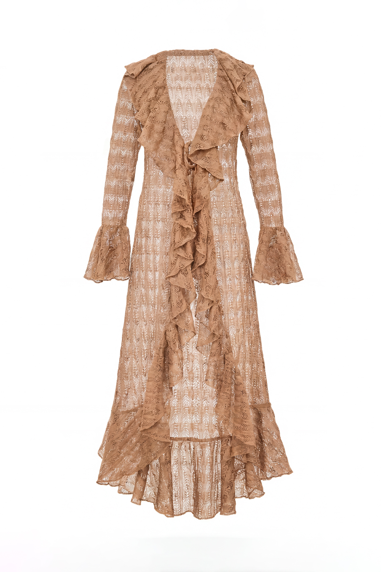 Casaco Comprido em Renda Bege - SAHOCO  2