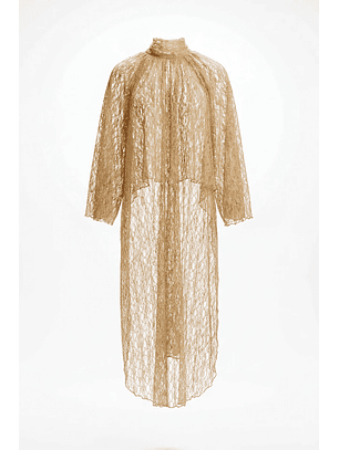 Blusa em Renda Comprida Bege - SAHOCO