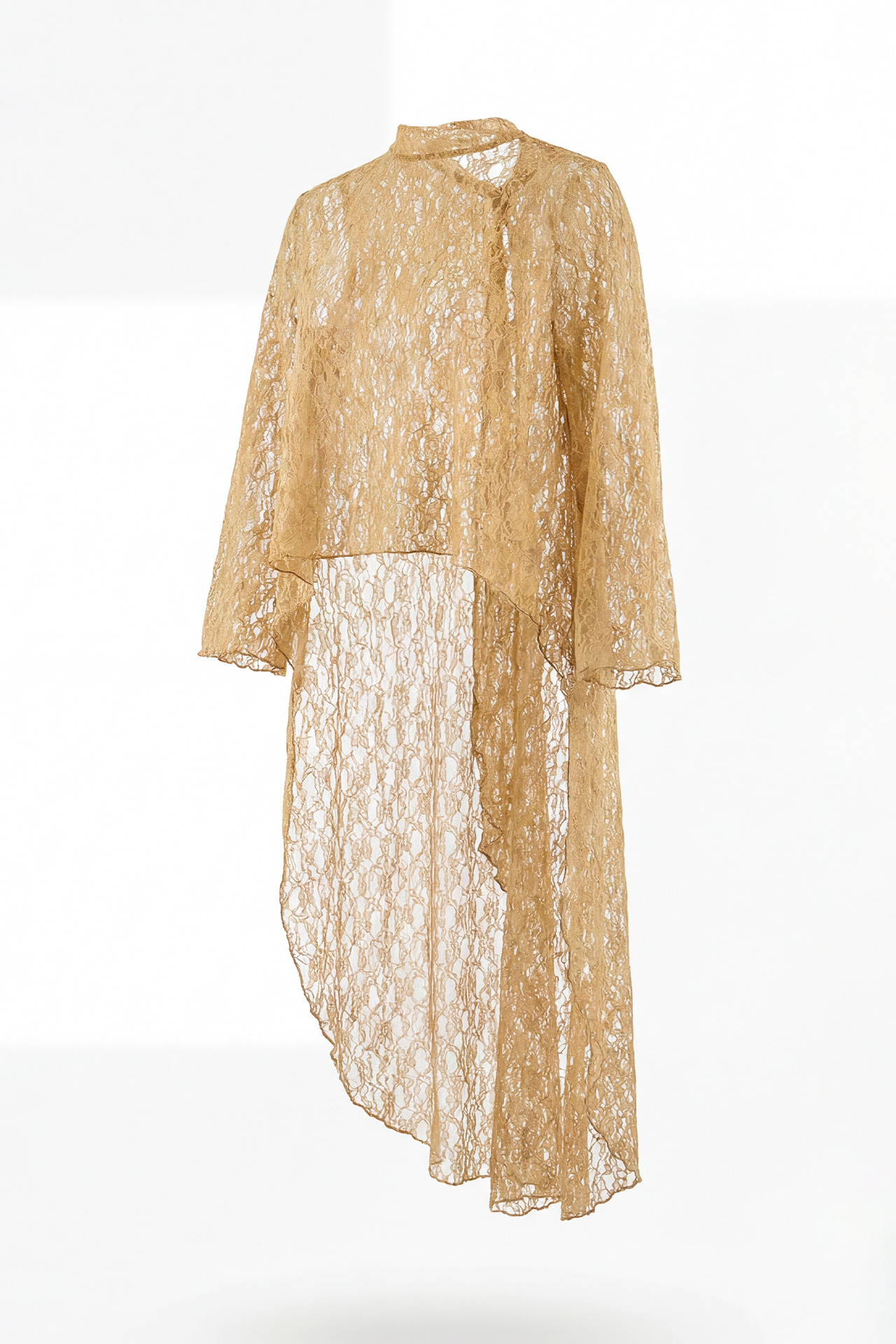 Blusa em Renda Comprida Bege - SAHOCO 4