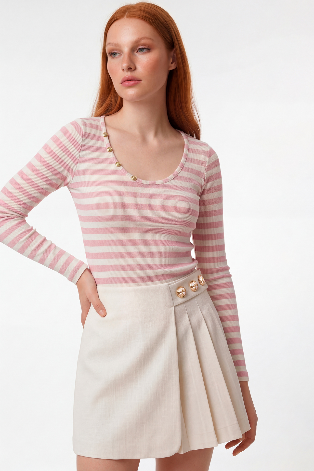 Saia com Pregas Branco - SAHOCO 1