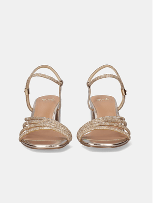 Sandália de Salto Block Anny-990 Dourado - EXÉ 