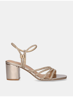 Sandália de Salto Block Anny-990 Dourado - EXÉ 