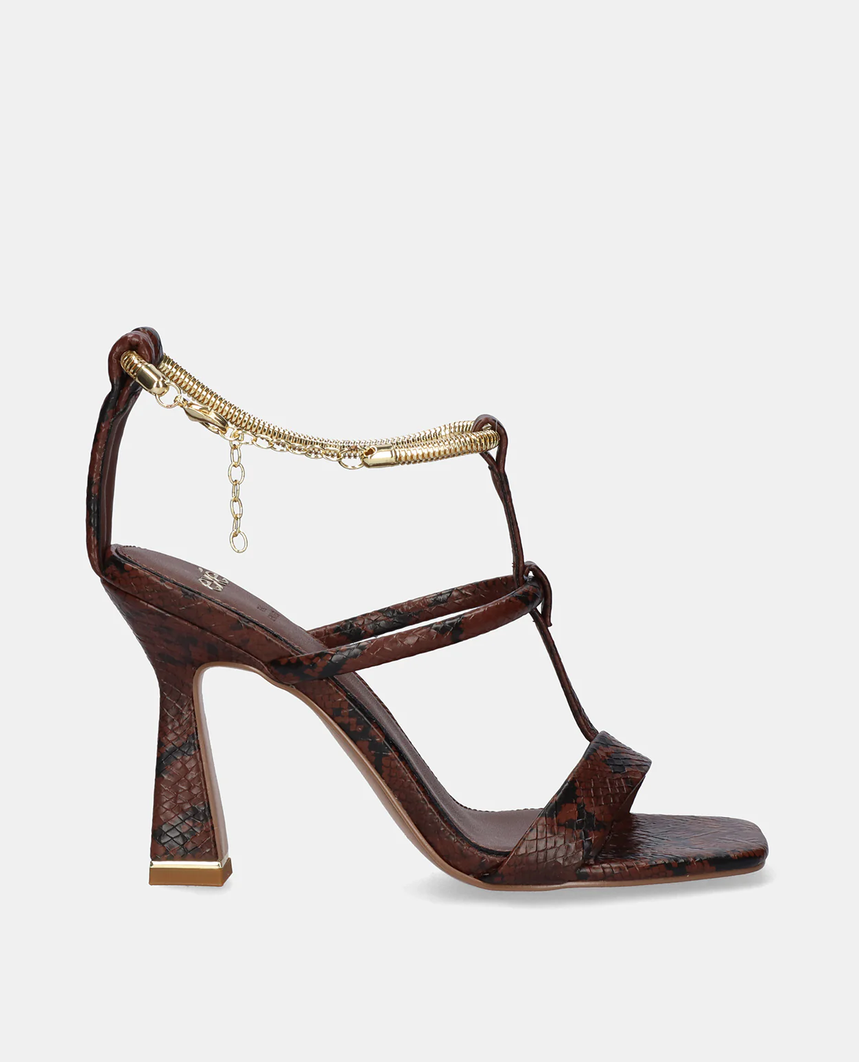 Sandália de Salto Moana-246 Cobra Castanho - EXÉ 1