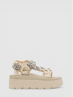 Sandália com Strass EKS-03H Branco - NAN-KU 