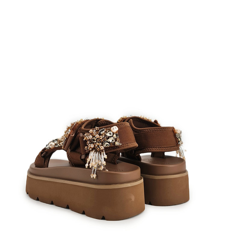 Sandália com Strass EKS-03H Castanho - NAN-KU  3