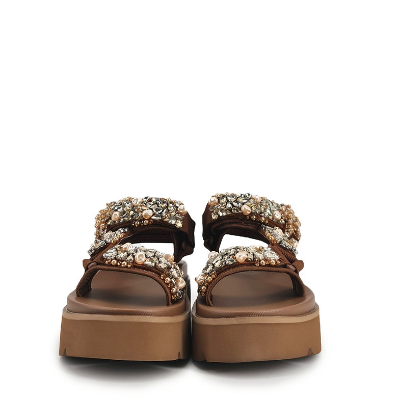 Sandália com Strass EKS-03H Castanho - NAN-KU  5