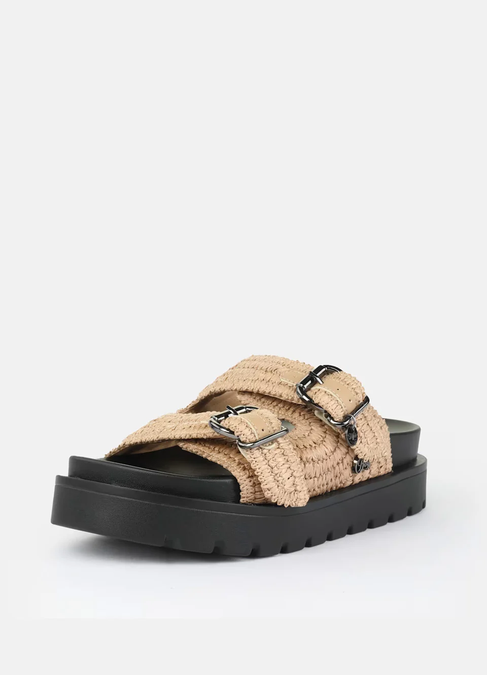 Chinelo RAYA em Ráfia Bege - Buffalo  2