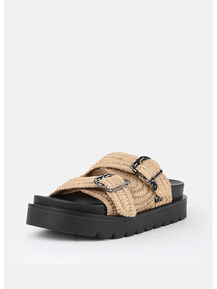 Chinelo RAYA em Ráfia Bege - Buffalo 