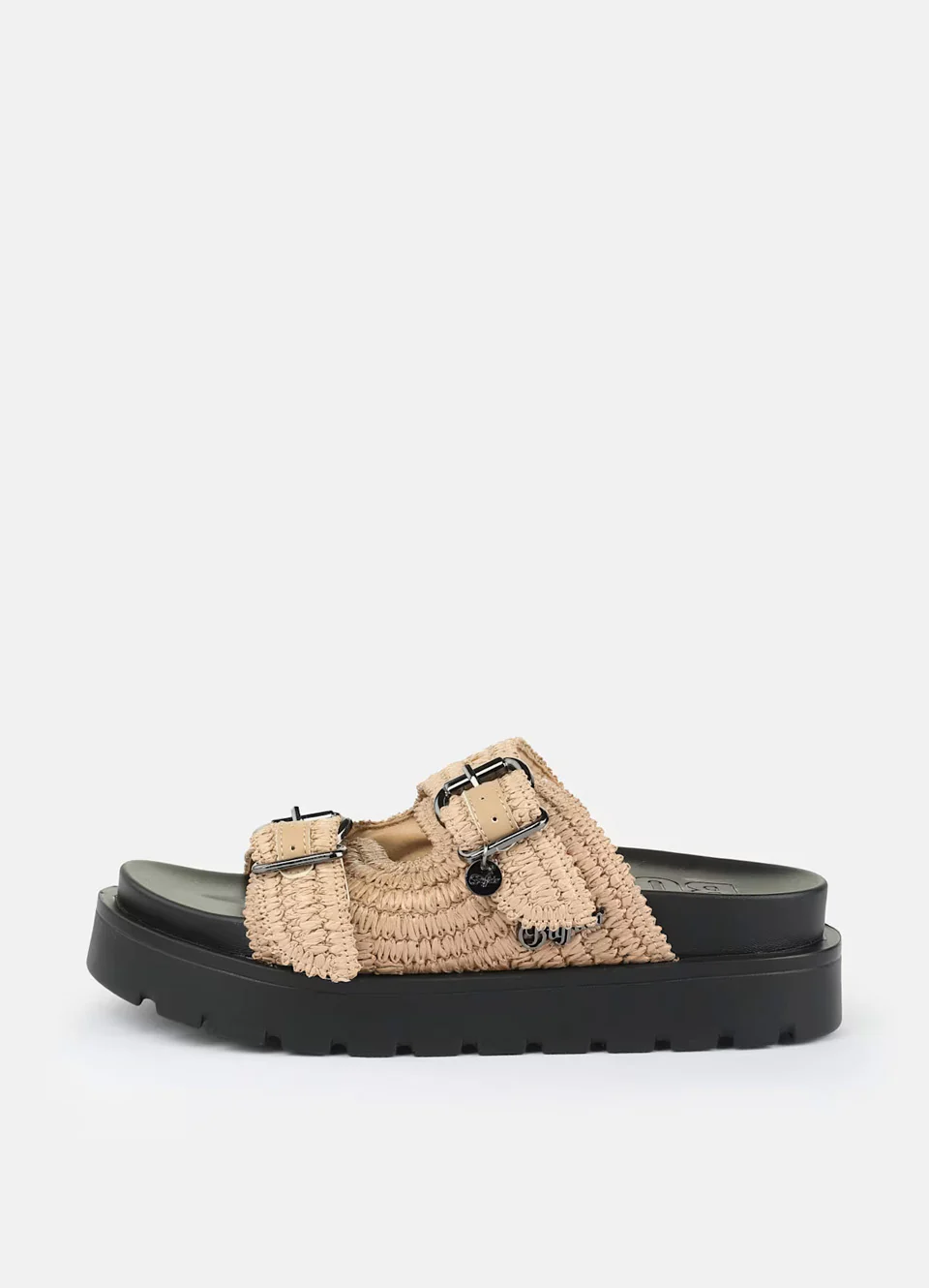 Chinelo RAYA em Ráfia Bege - Buffalo  1