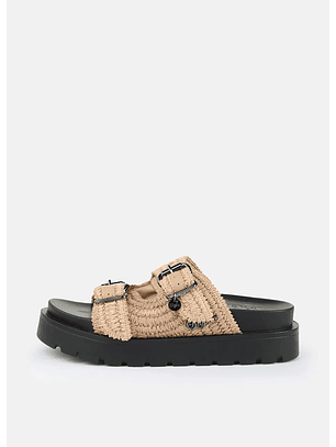 Chinelo RAYA em Ráfia Bege - Buffalo 