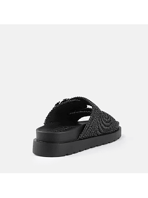 Chinelo RAYA em Ráfia Preto - Buffalo