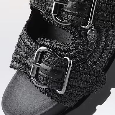 Chinelo RAYA em Ráfia Preto - Buffalo 3