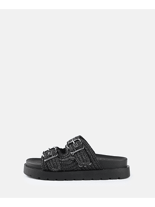 Chinelo RAYA em Ráfia Preto - Buffalo