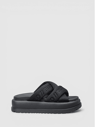 Chinelo de Plaforma Palma Cross Preto - Buffalo 