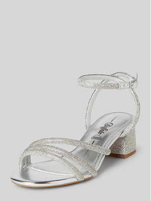 Sandália de Salto Lilly Spark Strass Prata - Buffalo 