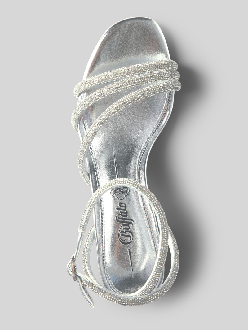 Sandália de Salto Lilly Spark Strass Prata - Buffalo  3