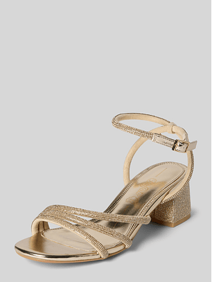 Sandália de Salto Lilly Spark Strass Dourado - Buffalo