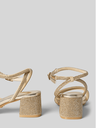 Sandália de Salto Lilly Spark Strass Dourado - Buffalo