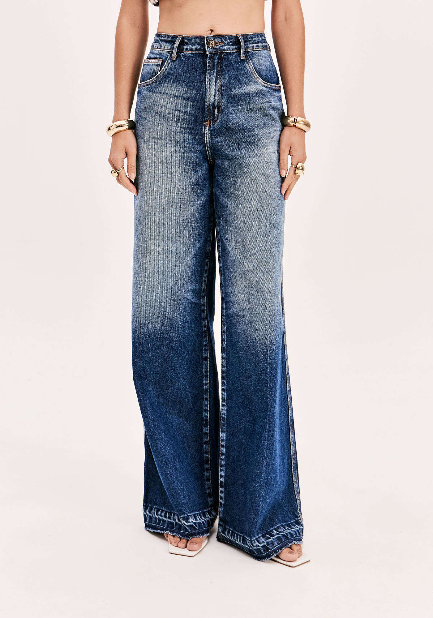 Calças Wide Leg Ganga Escura -  Lança Perfume  1