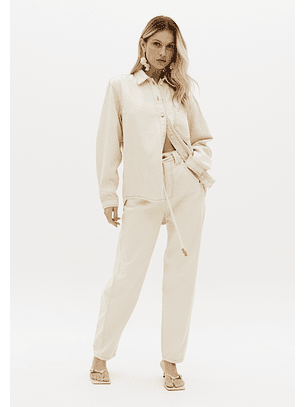 Calças Baggy Com Cinto Creme - Lança Perfume