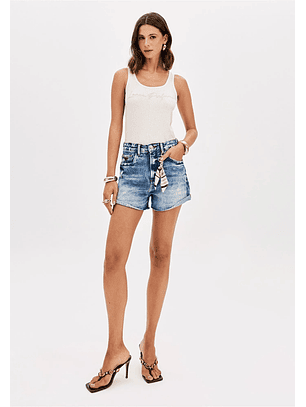 Calções em Ganga com Pendente - Lança Perfume